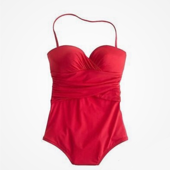 NEW 6 Jcrew Womens Red Halter BANDEAU LOOP TANK Medium swim suit one piece - Picture 1 of 6